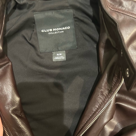 Club Monaco Blouson Sleeve Leather Jacket - Picture 10 of 11